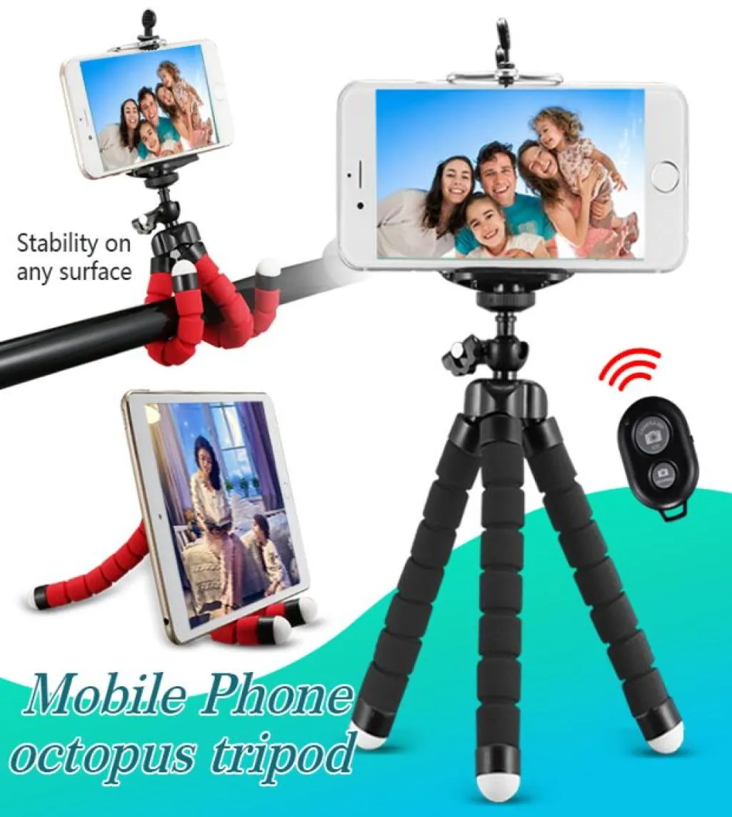 Flexibel bläckfisk stativtelefonhållare universal stativfäste för mobiltelefonbilskamera selfie monopod med Bluetooth fjärrkontroll8156431