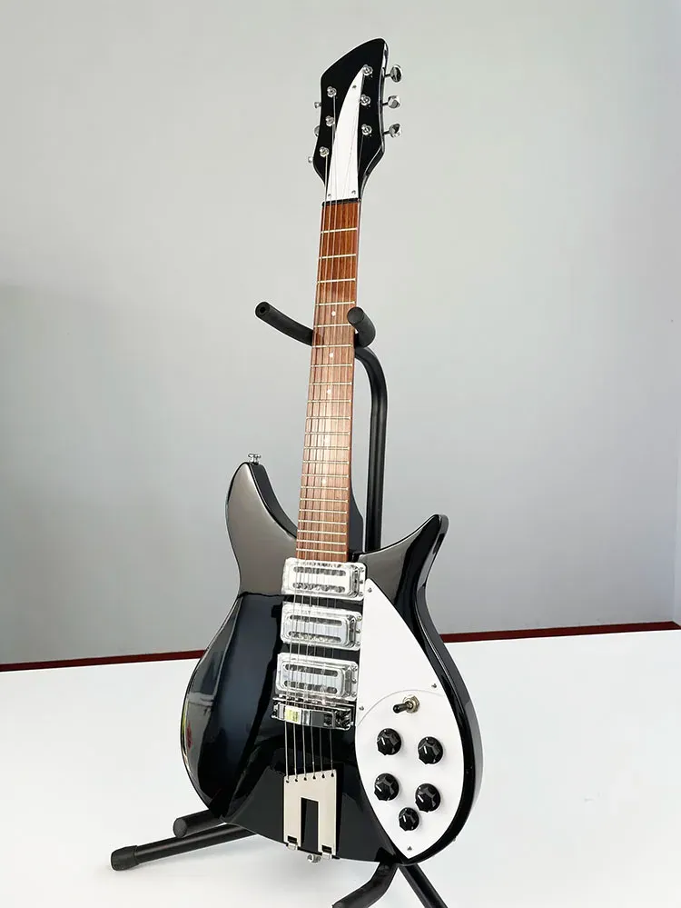 Gitara elektryczna, mahoniowe ciało, stal nierdzewna 21 progowa podfakta, czarna, wysokiej jakości gitara