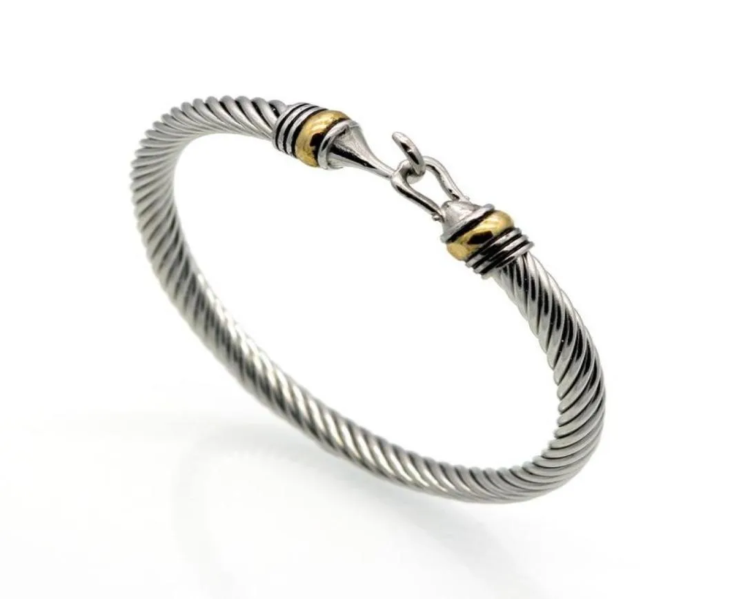 Populaire titanium draad ed haakvormige gouden armband roestvrijstalen kabel Women039s armband4465884