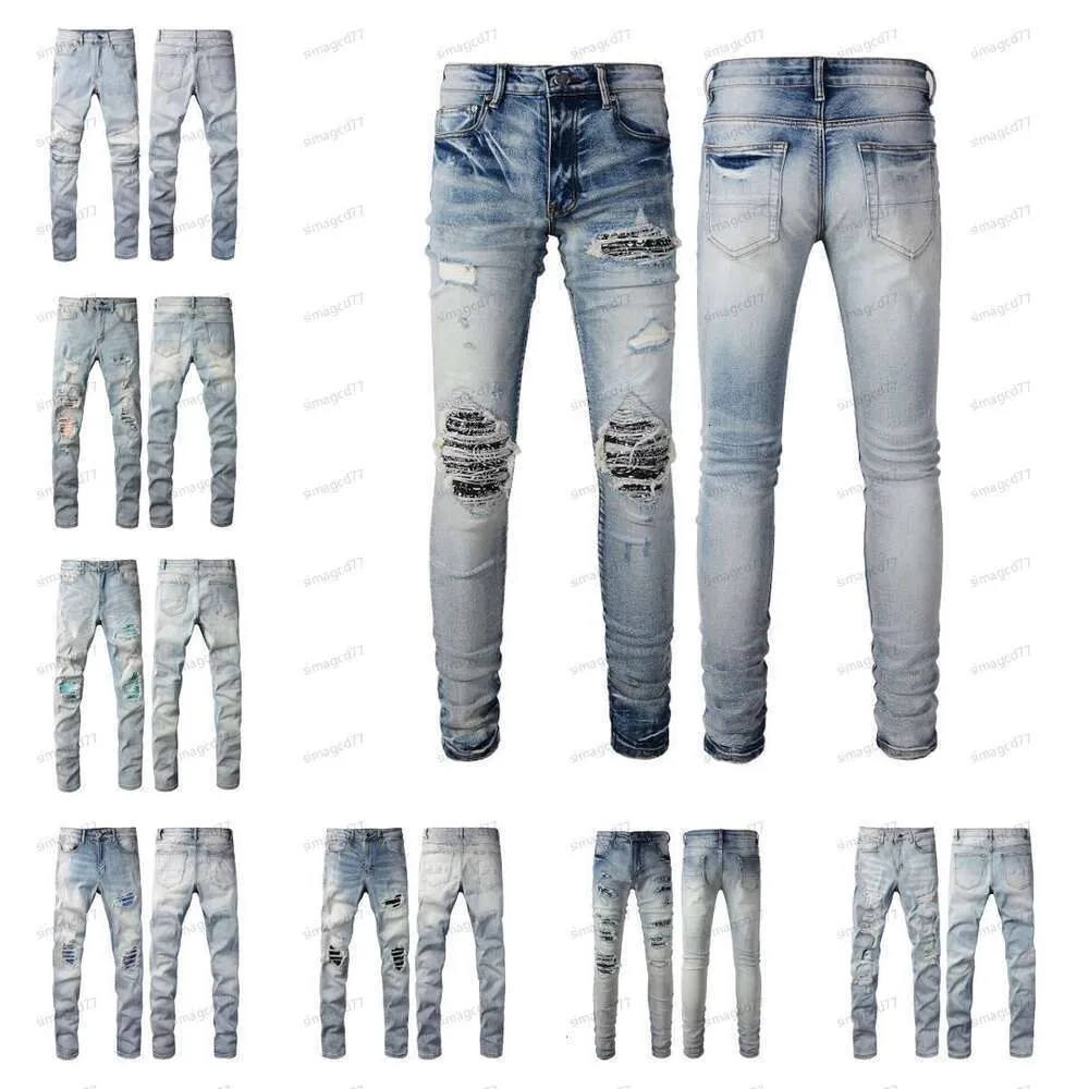 Mens am Mens amr pour amrilied Purple miris amirlies Street Jeans designer Jeans High Mens Pantalons de broderie Femmes Oversize Ripped Patc 3342 irlies rilied r Wo