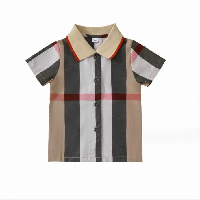 Camisa xadrez de verão para bebês de 3 a 24 meses, camisa infantil de manga curta, roupas para recém-nascidos, roupas infantis