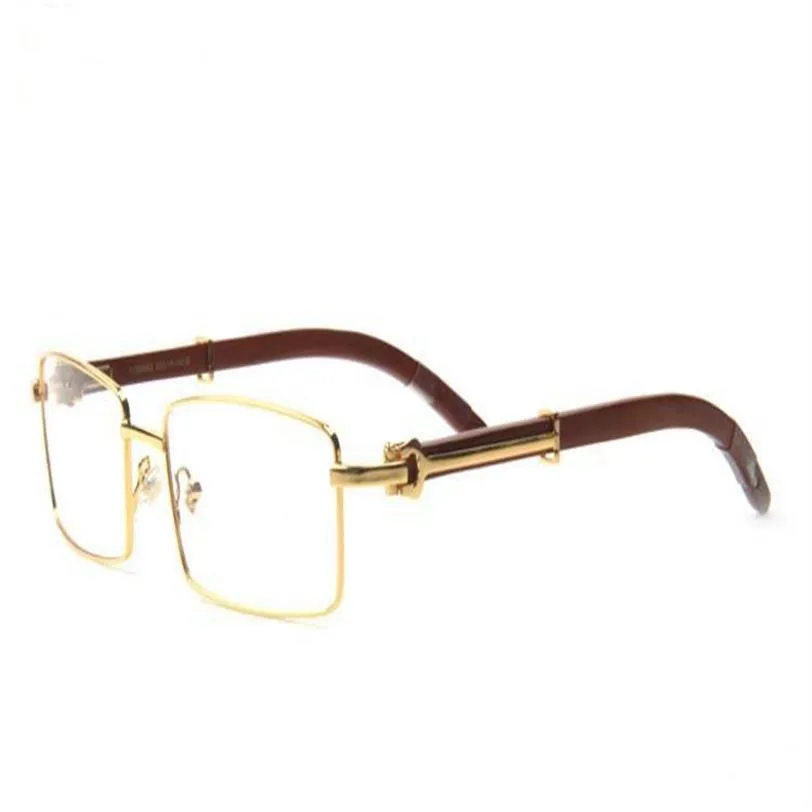 Nueva llegada gafas de sol de bambú estilo de moda gafas de cuerno de búfalo lentes transparentes gafas de sol de madera moda hombres mujeres gafas de sol 200i