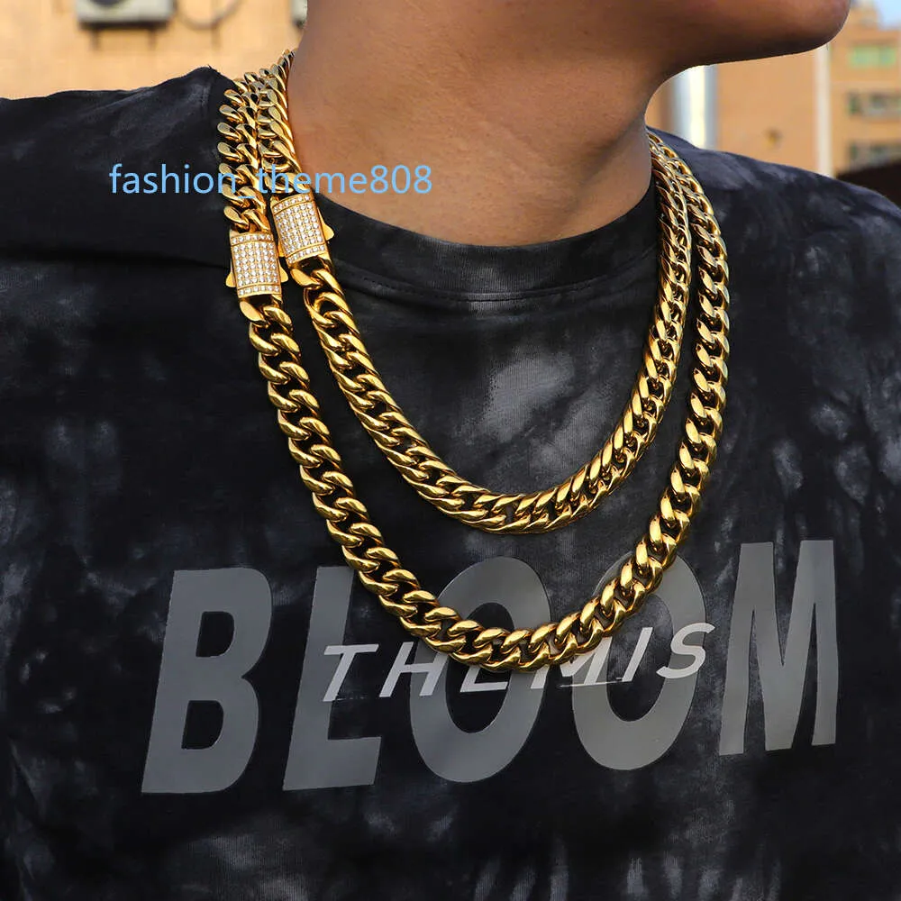 Collier et Bracelet en acier inoxydable plaqué or 14K 18K, style Hip Hop personnalisé, chaîne à maillons cubains Moissanite, vente en gros