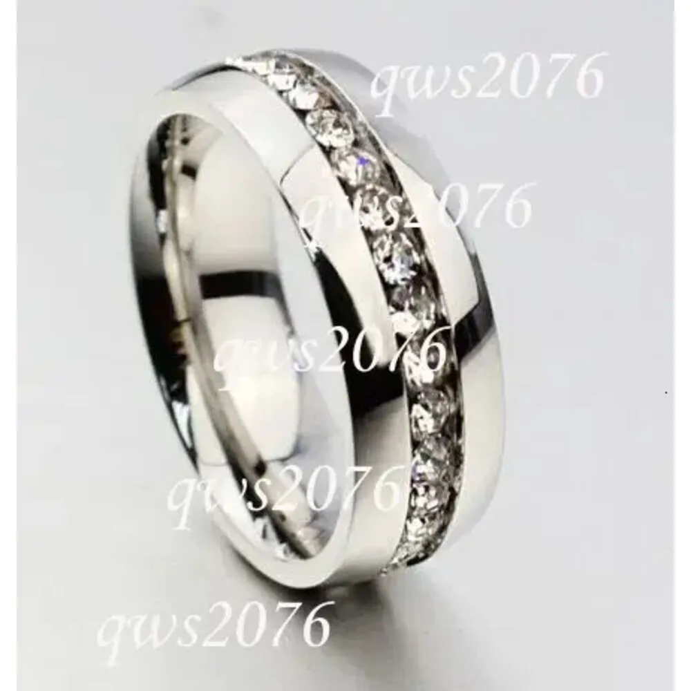 Designer Ring Classic 6Mm White Gold Sier Color Plated CZ Diamond Rings Wedding Band Tungsten Lovers For Women And Men