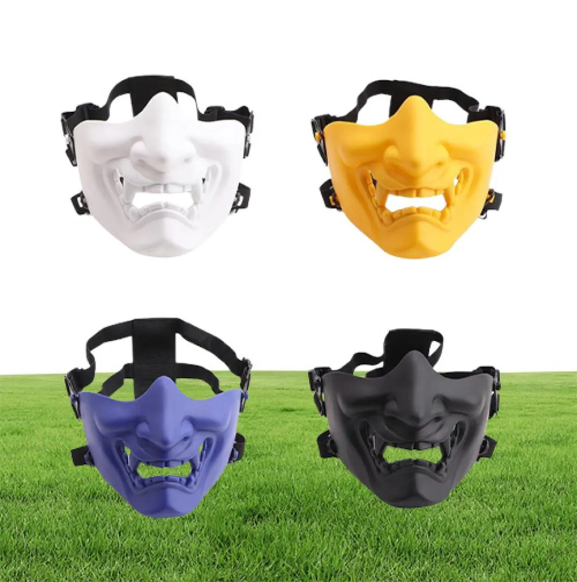 Assustador sorridente fantasma meia máscara facial forma ajustável tático headwear proteção trajes de halloween acessórios26934161654303
