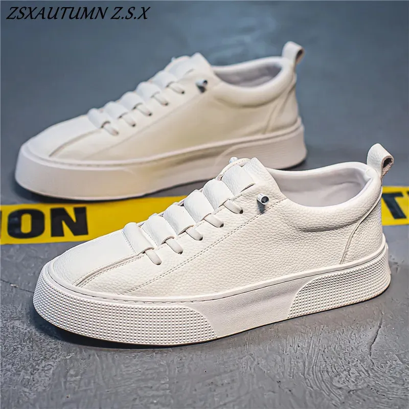 Estilo de Haruku Japones Casual Sports Board Soled Tending Board Lace-Up Cuero Men Fashion Sneakers Platform 240106 2319 7159