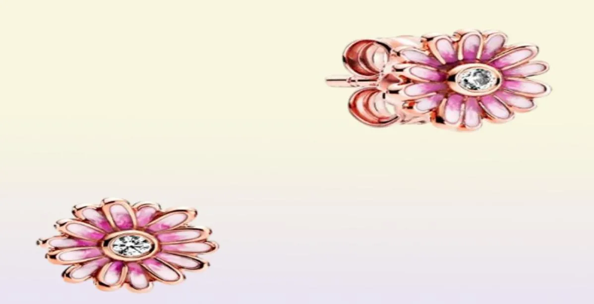 Nuovo arrivo autentico argento sterling 925 rosa margherita fiore orecchini con perno orecchini di moda accessori di gioielli per le donne regalo5469236