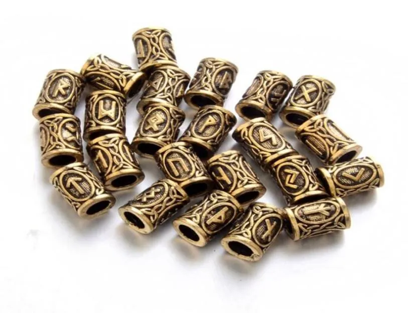 24pcs Top Silver Norse Viking Runs Charms Odkrycia koralików dla bransoletek do naszyjnika wiszącego dla brody lub włosów wikings Rune Kits9984620