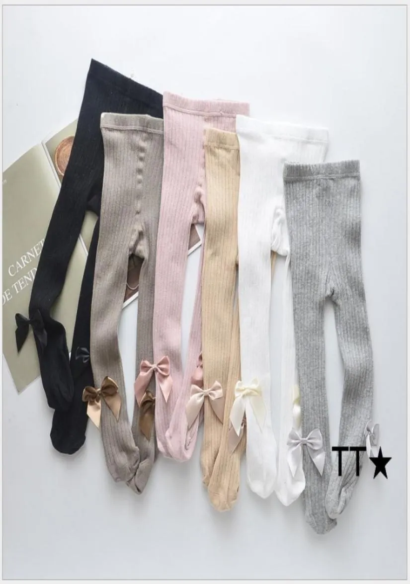 Pantaloni leggings per ragazze primaverili e autunnali Calzini eleganti Collant per bambina con bowknot Calzini lunghi da ballo bianchi caldi in cotone per bambini 6 Colo3044633