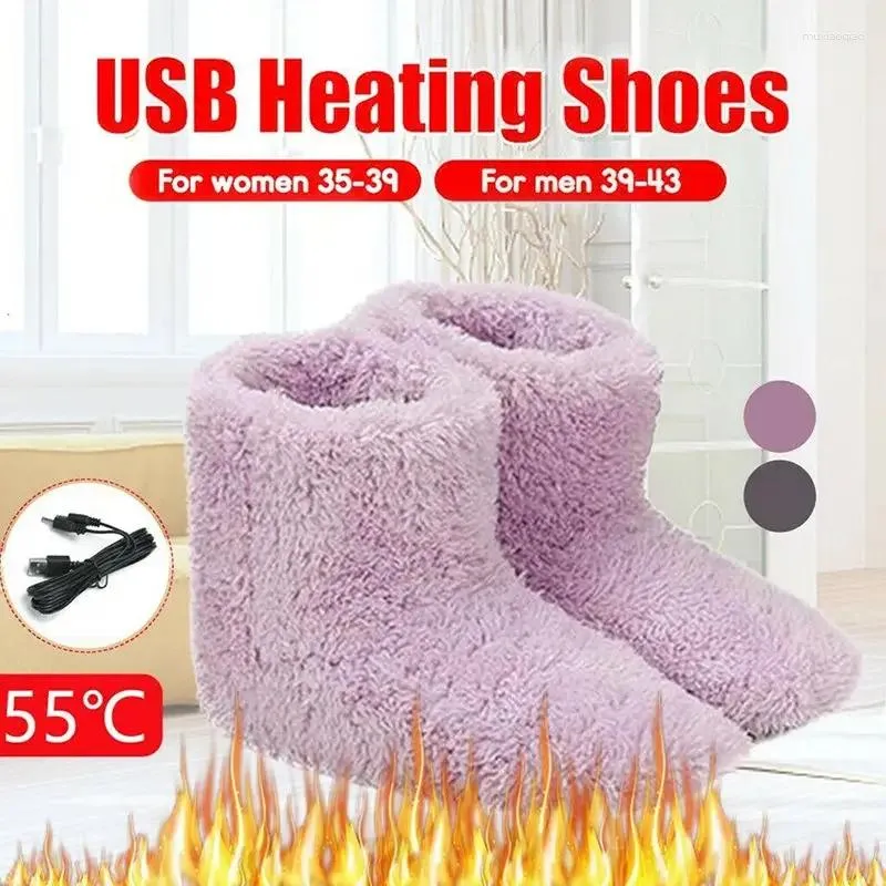 Teppichheizheizschuhe Füße graue Stiefel Hausschuhe Waschbar Fuß beheizt Pink35-39 39-43 Schnee warmer elektrischer Winter Winter