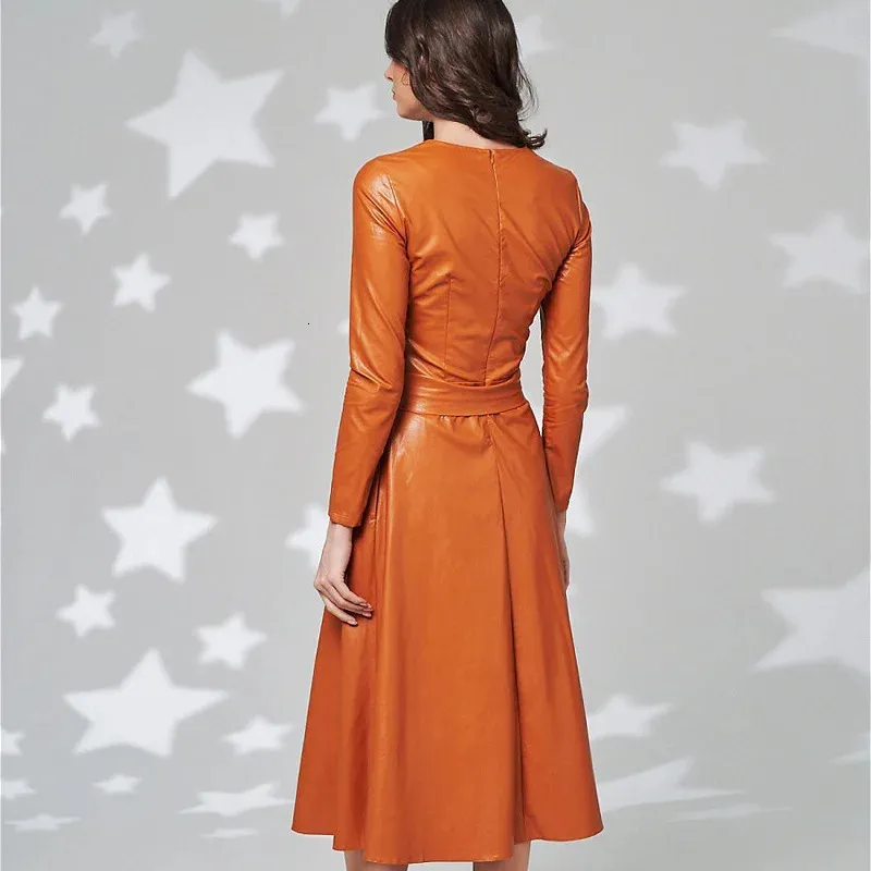 Faux Leather Ankle-Length Dress with 3/4 Sleeves Slim Fit for Autumn Women  from Dhgate Urban Sexy Dresses - price 48.25
