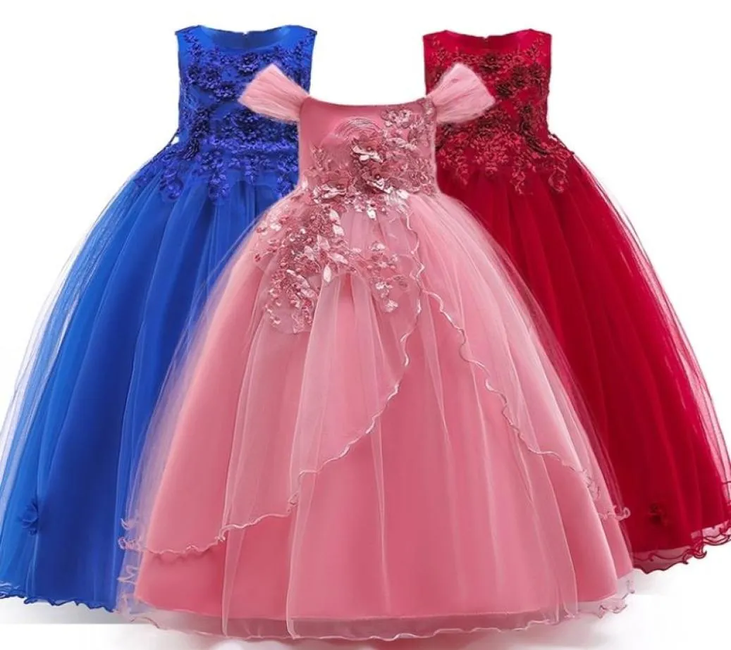 414 Years Kids Dress Flower Long Lace Elegant Teenagers Prom Gowns Dresses Girl Party Kid Evening Bridesmaid Princess LP213 T2008294778