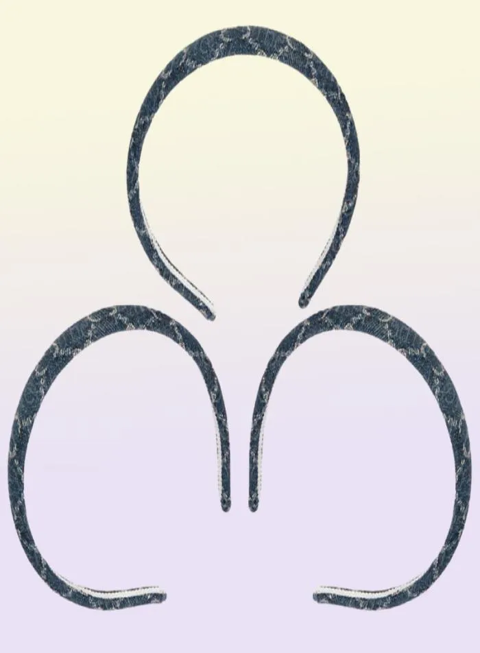 Mulheres jeans designer de faixa de cabeça letra banda de cabelo moda fino ioga arco de cabelo katyusha89942755760389