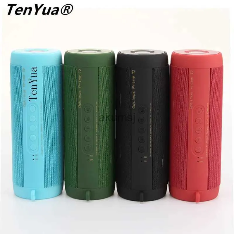 Portable Speakers T2 Outdoor Waterproof Super Bass Bluetooth Speaker Mini Portable Wireless Column Loudspeakers Amplifier Stereo Speakers YQ240106