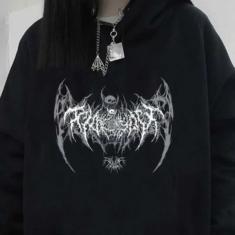 Sweats à capuche pour femmes Sweatshirts Skull Graphic imprimé à manches longues hommes à capuche femmes sweat gothique haut noir style punk mode cool fille unisexe à capuche