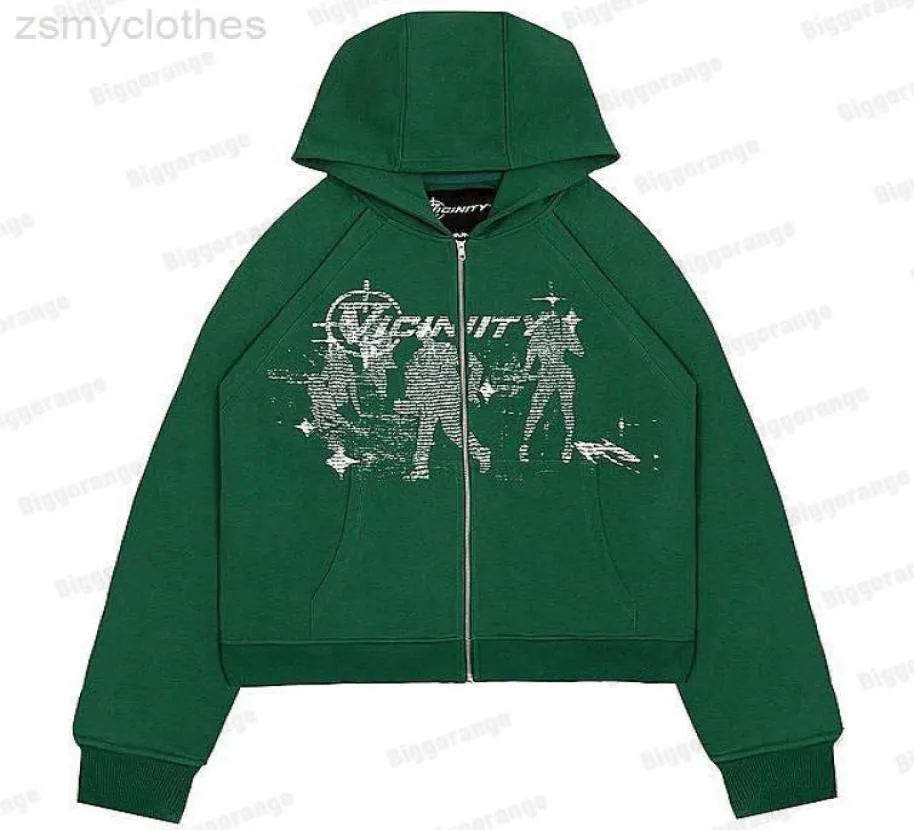 NOWA HARAJUKU Y2K MAN MAN OUNGRESISE Bluza Kobiet Anime Printed Streetwear Long Rleeve Loose Green Zip Up Grunge Hoodie Man5858799