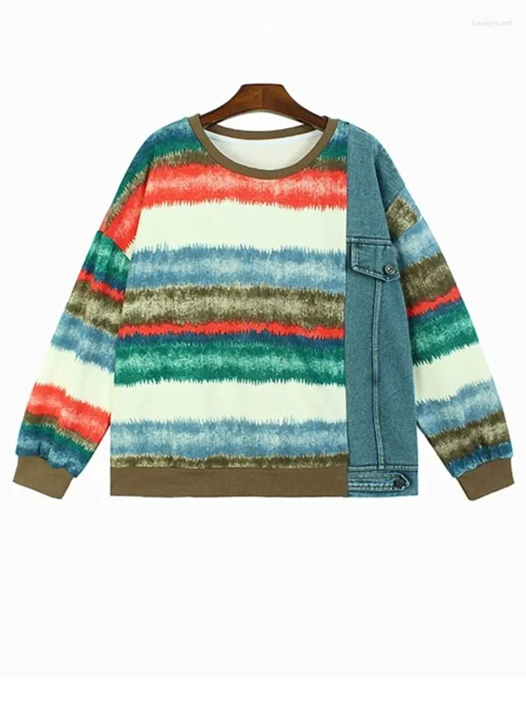 Hoodies للسيدات رمادي TIE DYE DENIM SWITSHERT RECEN