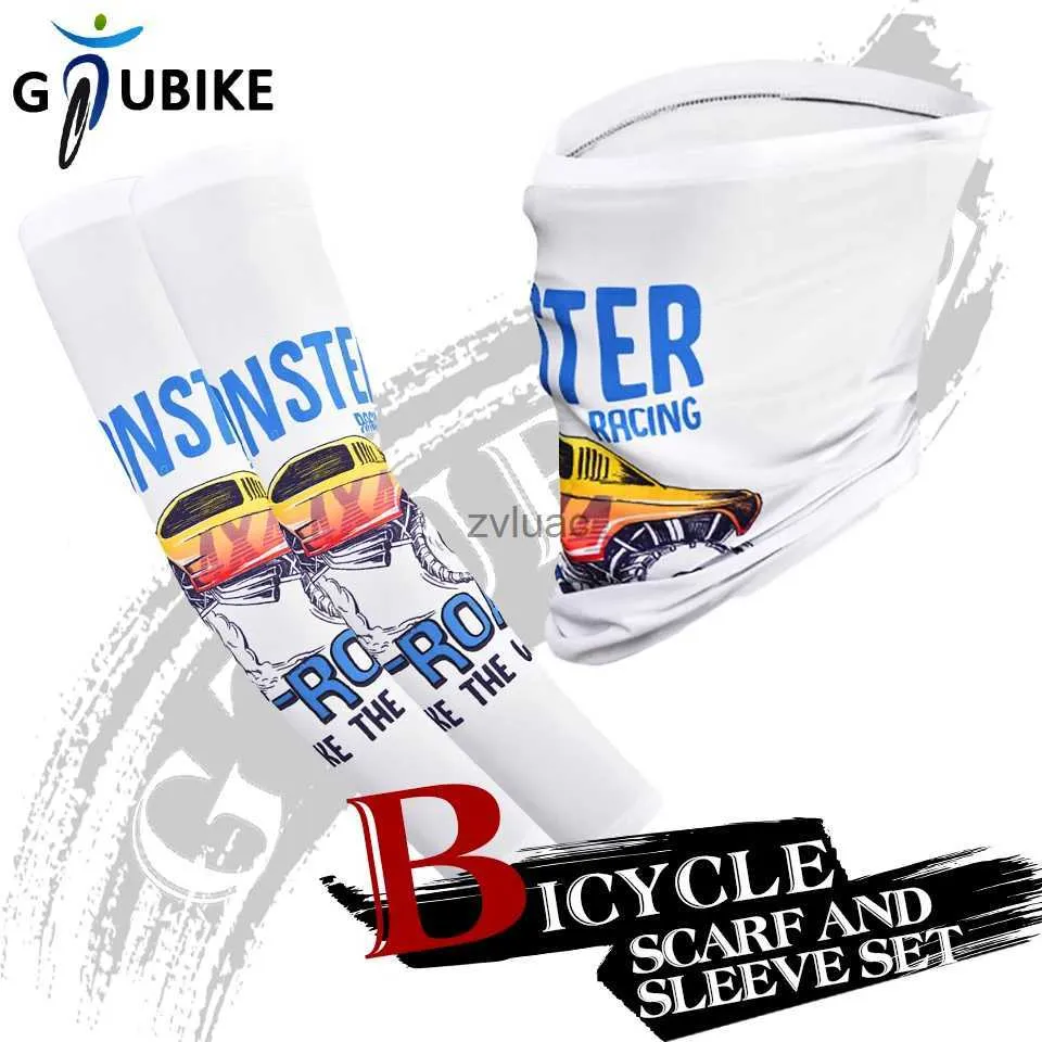 Scaldamuscoli Maschere da ciclismo GTUBIKE Set combinato di protezione solare Foulard e maniche in seta di ghiaccio Sport all'aria aperta Raffreddamento Polsino traspirante Maschera anti-UV YQ240106