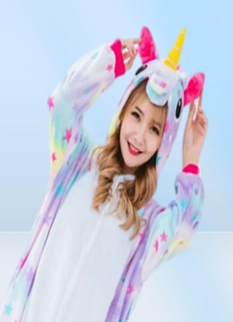 Star Unicorn Costume 여자 039S Onesies Pajamas Kigurumi Jumpsuit Hoodies 성인 할로윈 의상 8765597