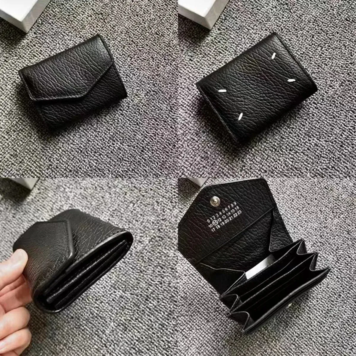 Lyxig plånbok vikning kuvert täcker kohud plånbok bärbar visitkortshållare enkel postman mini papperspåse mynt plånbok 240106