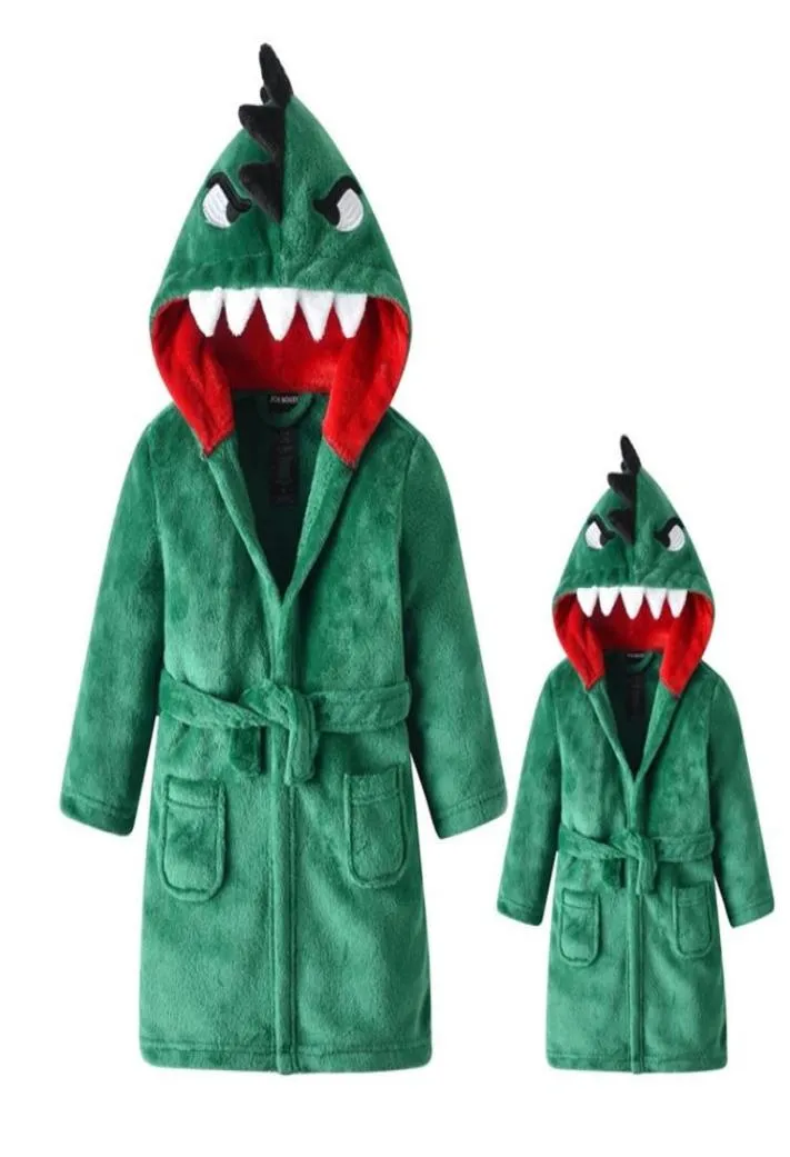 Peignoir Douche Child039s Parentchild Dinosaure Pyjamas Unisexe Adulte Hiver Chaud Vêtements De Nuit Féminins Épaissir Children039s Dress9898009