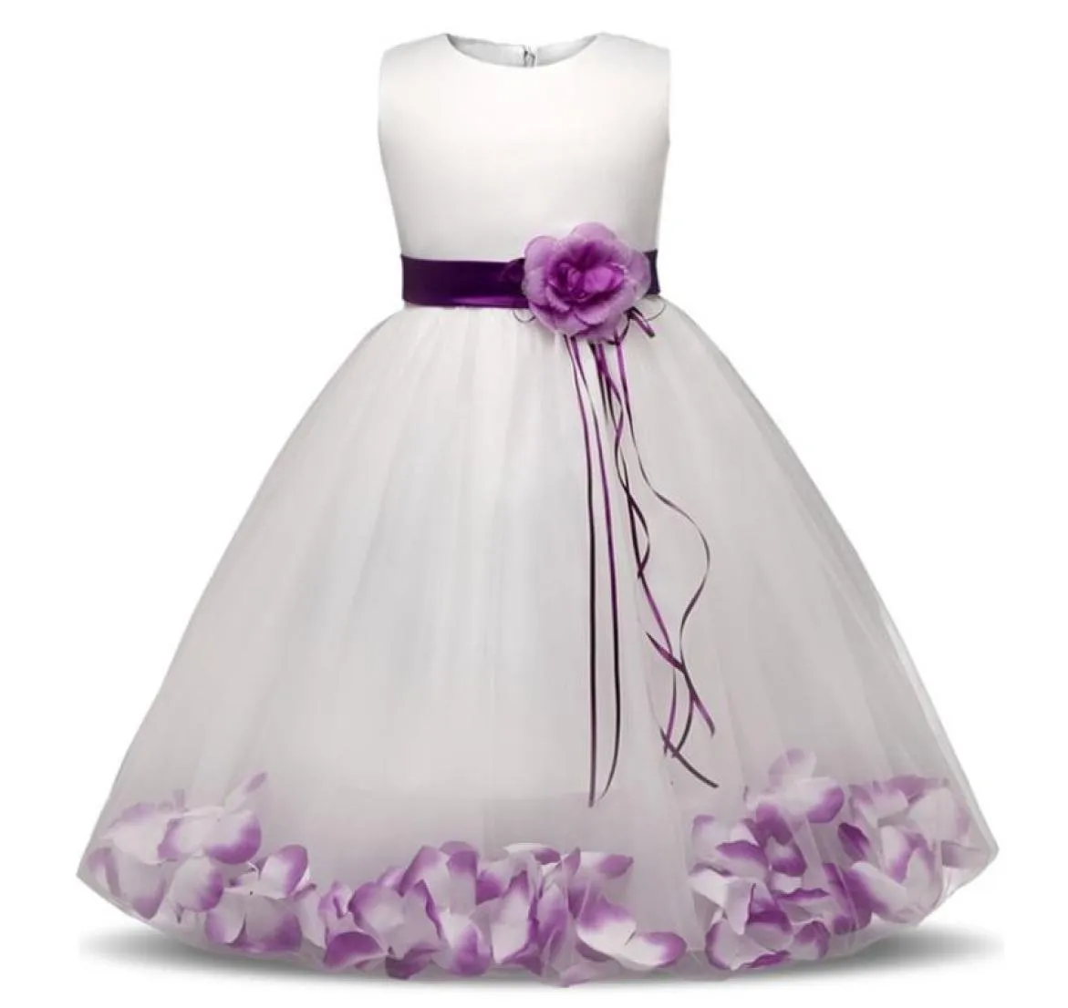 Flower Girl Baby Wedding Dress Fairy Petals Children039s Clothing Party Kids Kläder Fancy Teenage Gown 4 6 8 10T 2107279824622