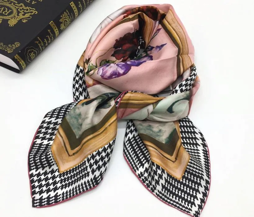 Whole Design Women039s Square Scarf 100 Twill Silk Material High Quality Print Rose Pattern Size 110cm 110cm4163898