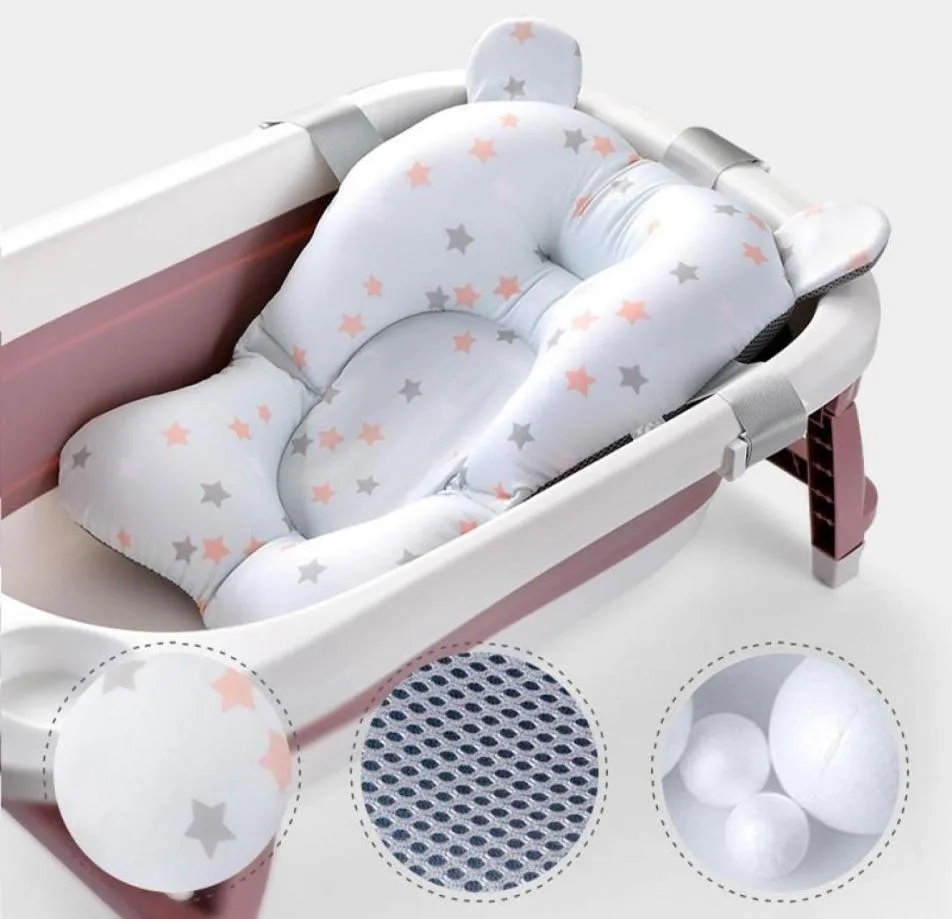 Bathing Tubs Seats Cartoon Baby Shower Bathtub Pad Support Mat Foldable Pillow Born Safety Bath Infant NonSlip Soft Comfort Cus6821875