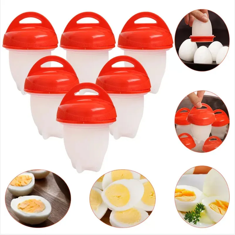 3/6Pc/Set Egg Poachers Non-stick Silicone Egg Cup Cooker Kitchen Baking Gadget Pan Separator Steamed Egg Cup Egg Poachers Cooker 240106