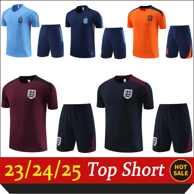 2024 Men's Tracksuits france soccer training suit 23/24/25 short sleeves football shirt size S M L XL XXL