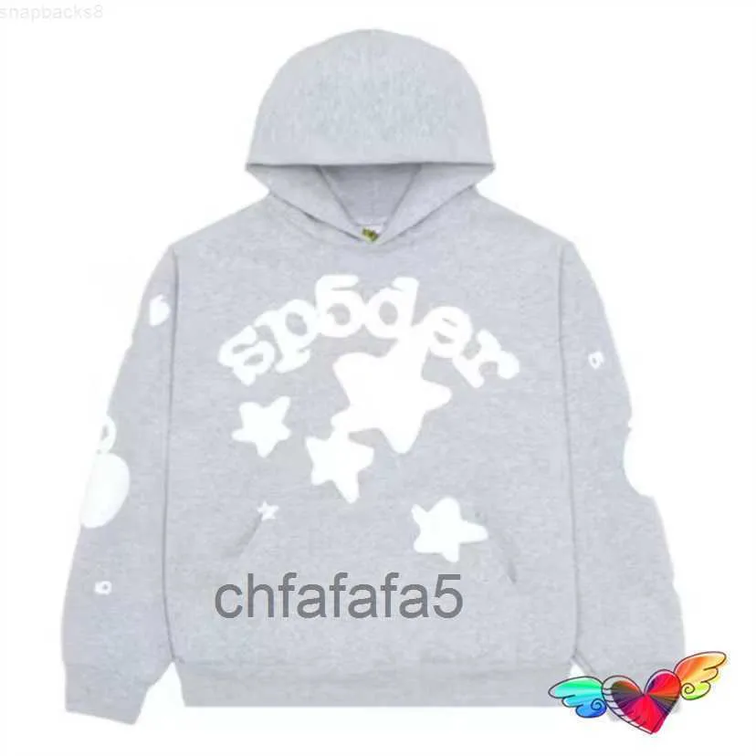 Men's Hoodies Sweatshirts Grey Sp5der Men Women White Foam Graphic Young Thug Spider Hip Hop 555555 Sweatshirt World Wide Pullover 0MZQ