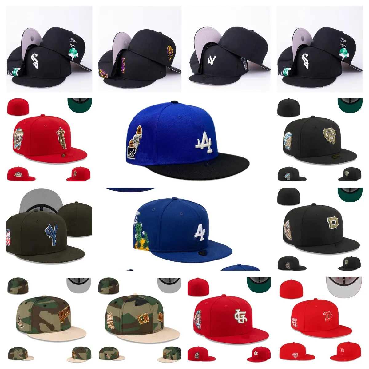 Najnowszy swobodny dopasowane czapki Designer baseball piłka nożna płaskie czapki litera haft bawełna wszystkie drużyny logo świat świat w pełni zamkniętych zszywanych czapkach casquette sportowych 7-8