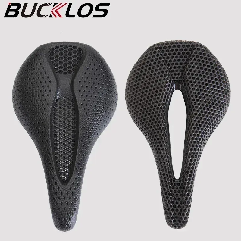 Cykel 3D Tryckt sadel Ultralight Carbon Fiber Road Mountain Bike Seat Cushion Hollow Bekväm 3D MTB Saddle Seat 240105