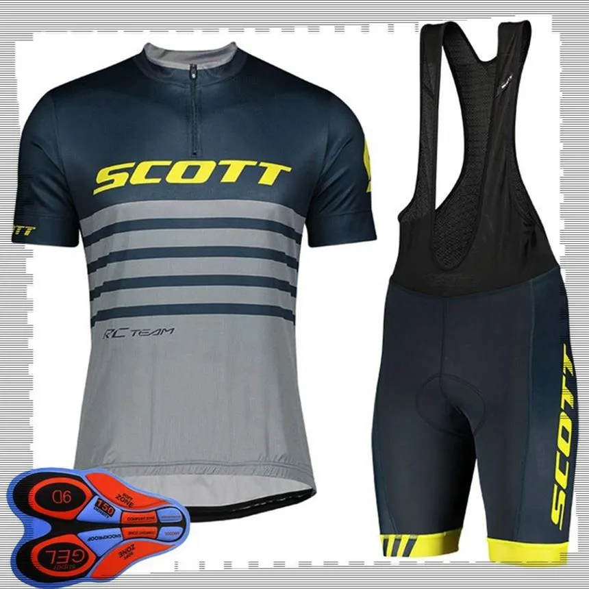 Pantaloncini con bretelle in jersey a maniche corte da ciclismo della squadra SCOTT set Abbigliamento da bici da strada traspirante estivo da uomo MTB Completi sportivi Uni252r