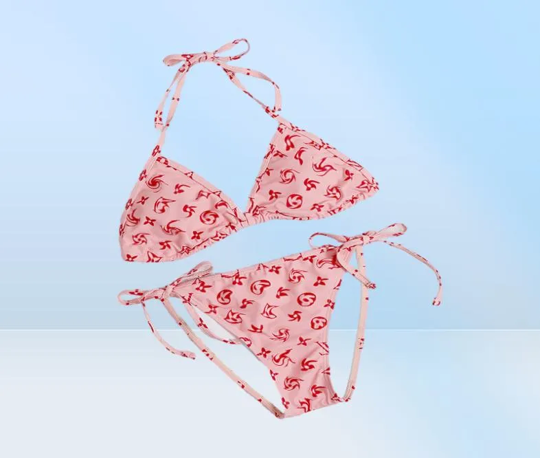 Womens Designer Fashion Cross Sling Letter Print Swimwear Bikini för kvinnor Swimsuit Bandage Sexig badning Swims Onepiece Suit8794176