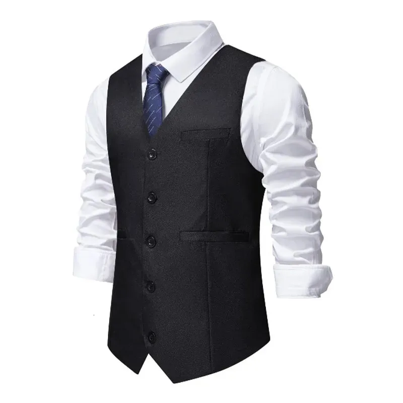 Plus Mannen Vest Vier Seizoenen Elegant Casual Zwart Wit Rood V-hals Business Jurk Pak Bruiloft Bruidsman Party Vestjas 240105