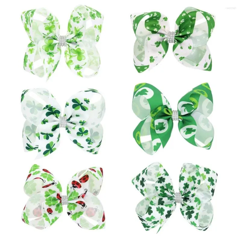 Accessoires pour cheveux Mignon St Patricks Day Bow Filles Glitter Paillettes Shamrock Décor Clips Irlandais Vert Gros-Grain Ruban Alligator Barrettes