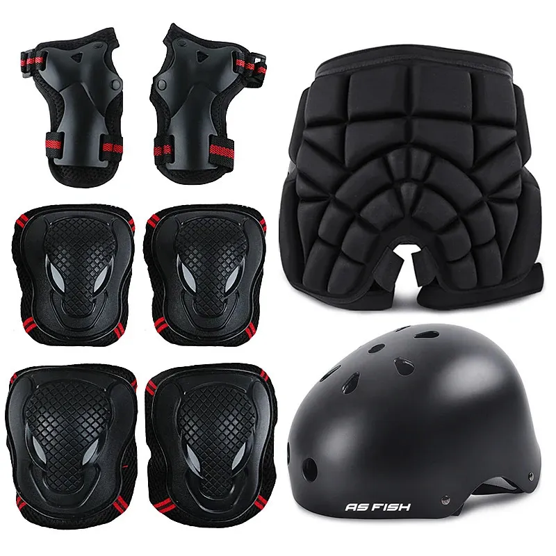 Skate patinação no gelo engrenagem protetora cotovelo hip pads pulso guarda de segurança ciclismo equitação capacete protetor para crianças adultos 240105