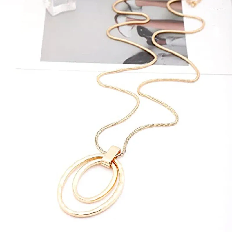Choker Elegant Jewelry Crystal Circle Pendant Necklace Golden Color Unquie Women Fashion Wholesale