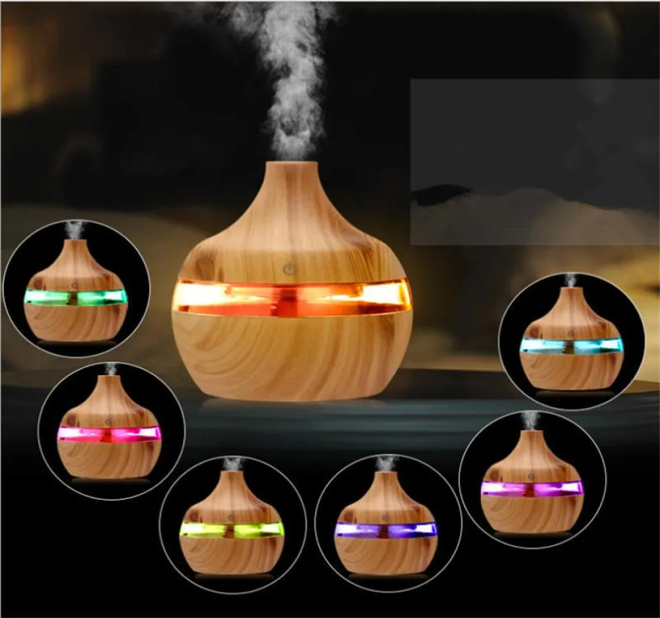 200ml Aroma Essential Oil Diffuser Ultrasonic Air Humidifier 7 Colors LED light Wood Grain Purifier For Office Home Bedroom Babies9373767