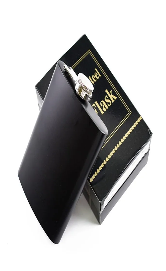 Matt Black 6oz 8oz Liquor Hip Flask Skruvkapslar Rostfritt stål Vinkruka Ryska bärbara höftkolvar WWA1446796770