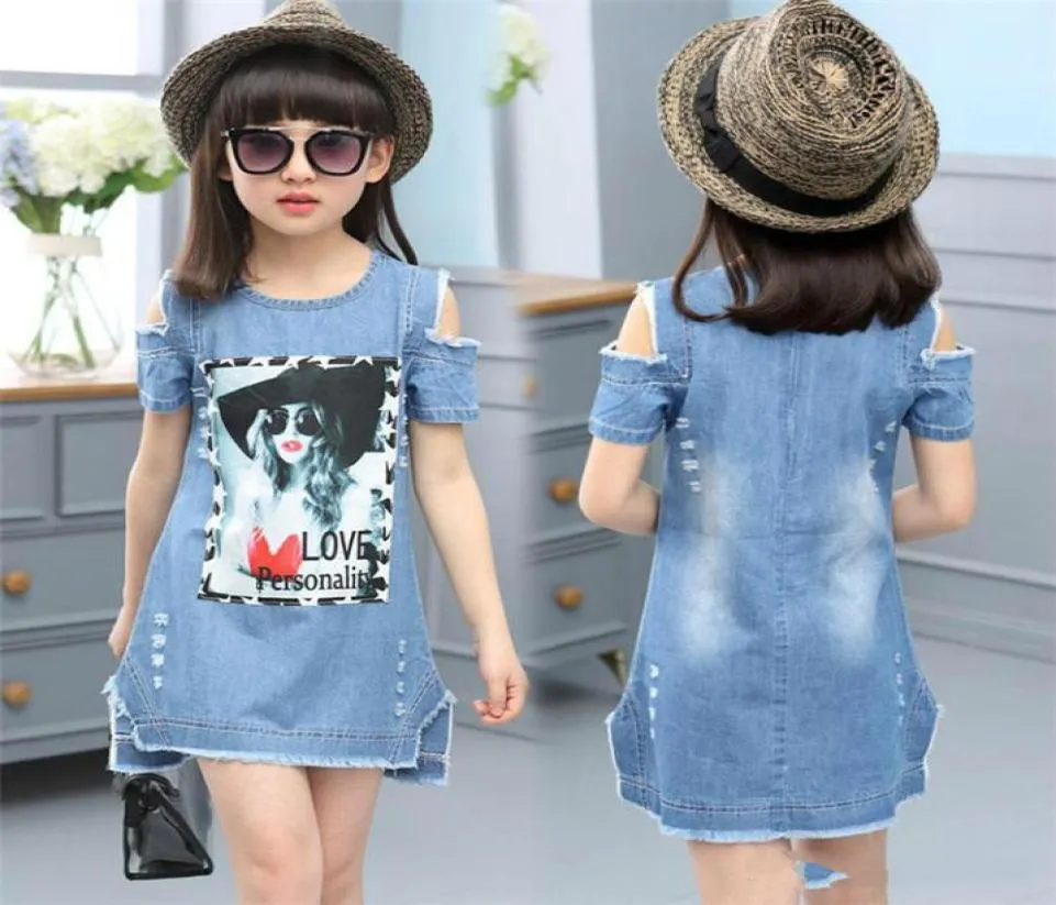 Summer Kid Girls 3D Impreso Vestido de mezclilla de manga corta Niñas Vestidos de bebé Ropa de diseñador para niños Niñas Ropa para niños JY10 Children4482384