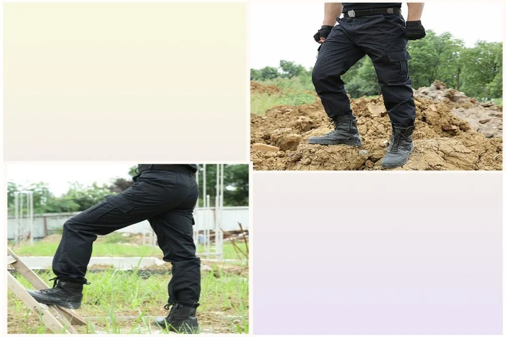 Pantalon Cargo noir pour hommes, pantalon tactique de Style décontracté, pantalon de travail fin, pantalon de sécurité de l'armée, salopette 2253421