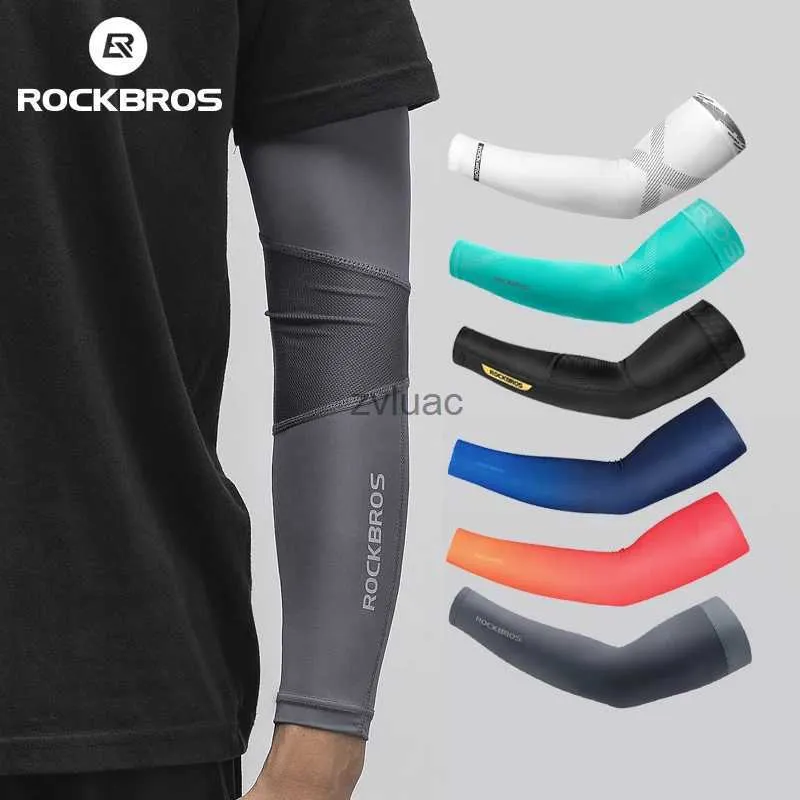 Jambières de bras Équipement de protection ROCKBROS Manches de refroidissement en soie glacée Housse de protection contre les rayons UV du soleil en plein air Cyclisme Course à pied Pêche Femmes Hommes Vélo YQ240106