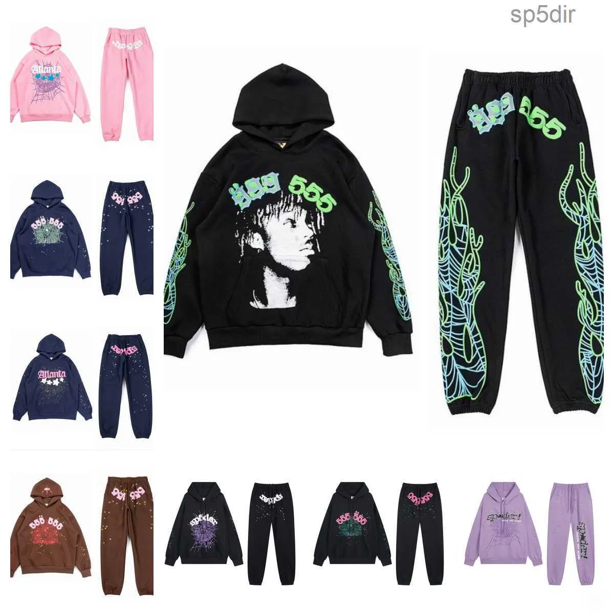 23ss Designer Hoodies Spider Two Piece Sp5der Costume Set Young Thug Star of the Same Style 555555 Tide Oversized Hooded Sweatshirt Can Be Worn by Men and Wome PL76