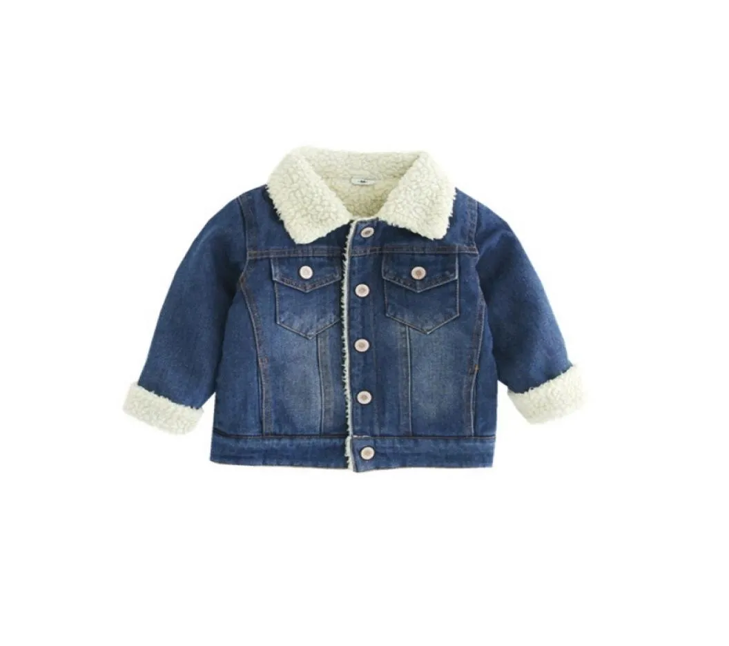 Toddler Kids Denim Jacket Winter Baby Warm Long Sleeve Thicken Denim Jacket Autumn Baby Girls Jeans Baby Outerwear Clothing F12053874307