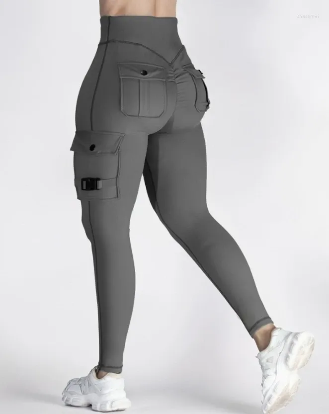 Calças femininas casuais esportivas fitness carga 2024 outono bolso design esportes ativos cintura alta elástica yoga leggings