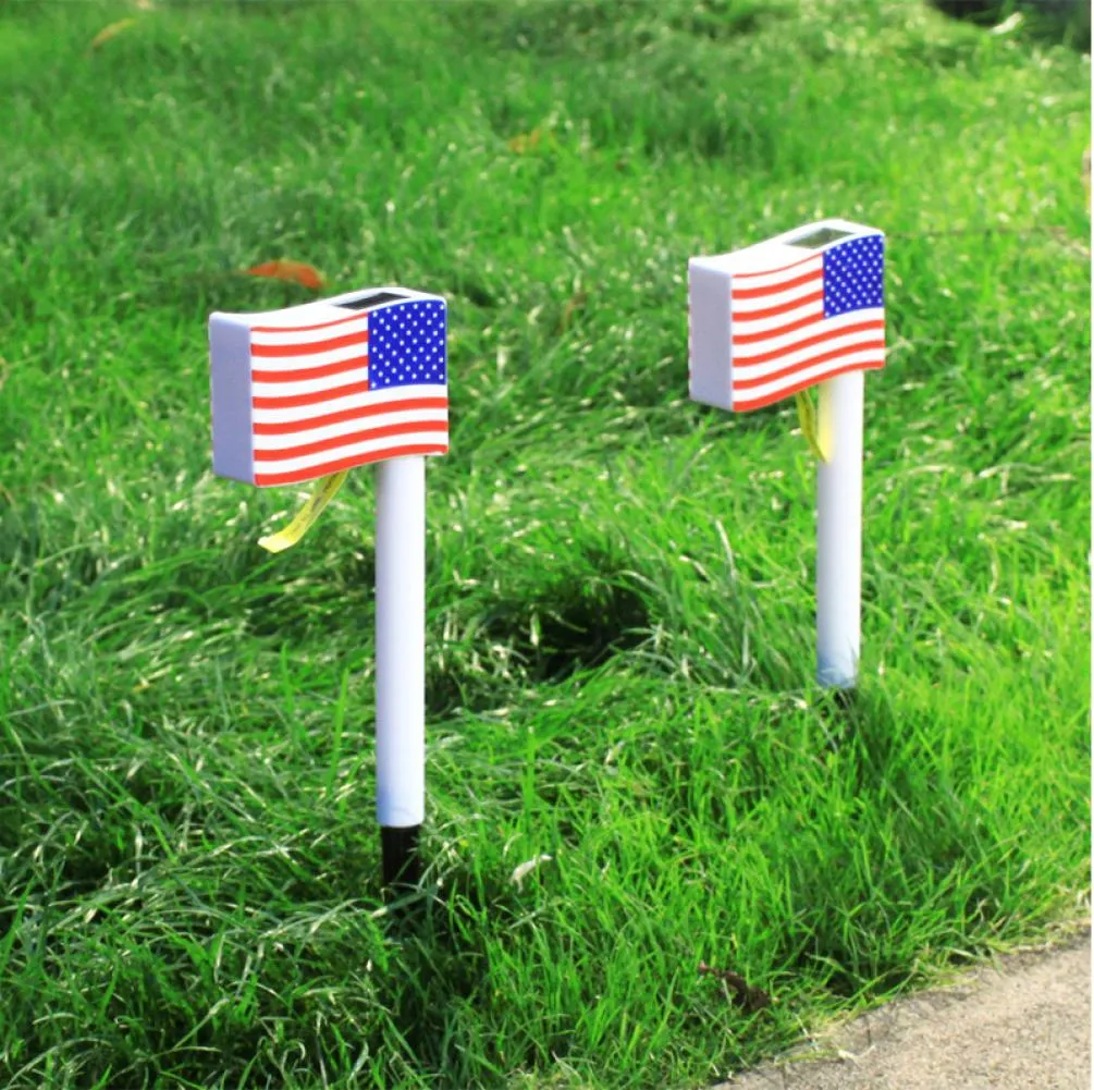 Crestech Solar Lights Outdoor US Flag Solar Waterproof LED Lamp Decorative Garden Patio Pathway Deck Yard9849248