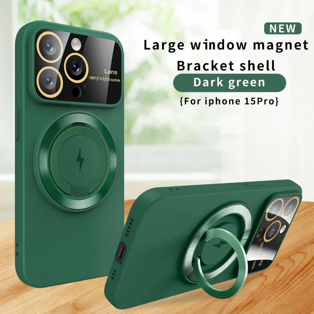 Soporte de anillo para ventana grande, soporte magnético para coche, funda para cargador inalámbrico para iPhone 15, 14, 13, 12, 11 Pro Max