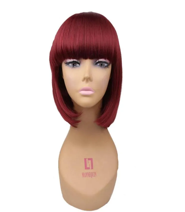 Bob wig Cosplay Short wigs For Women Synthetic hair With Bangs Pink Gold Blonde 12 colors avalivable8764020